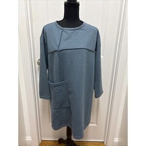 Chalet et Ceci Slate Blue Asymmetric A-line One Pocket Dress - Size Medium